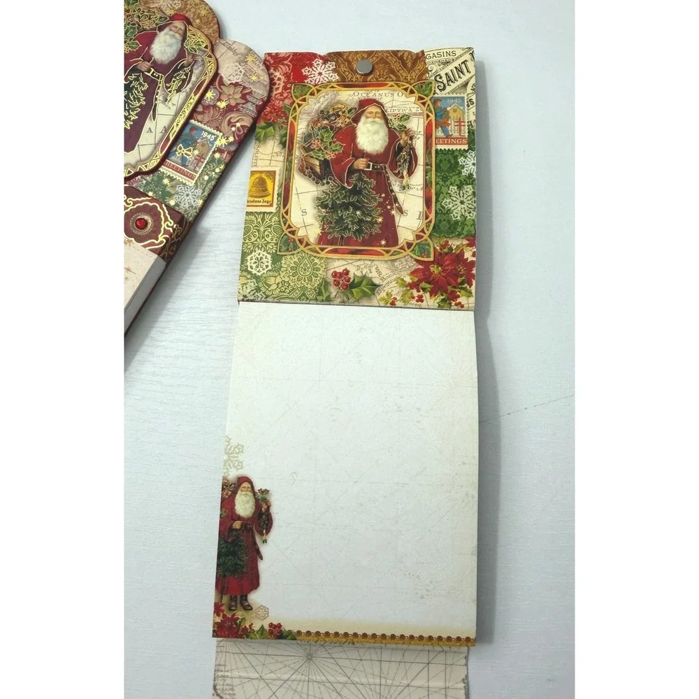 Punch Studio Christmas Notepad Set Red Gold Victorian Santa
